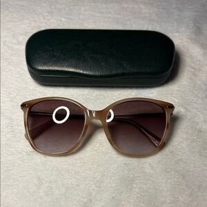 Longchamp Brown Gold Flat Fashion Look Designer Thin Metal Sunglasses